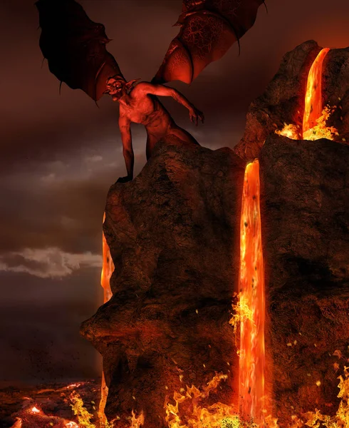 Démon ďábel plameny pekla — Stock fotografie