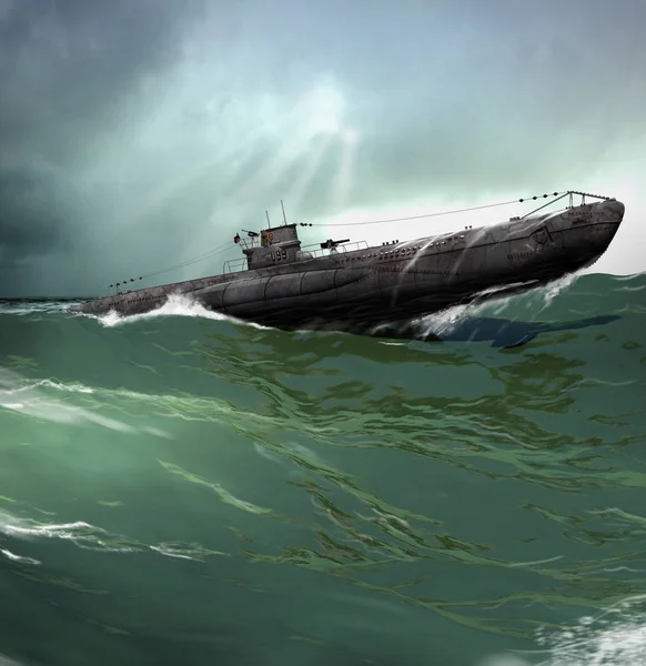 U-Boat tedesco nel Nord Atlantico — Foto Stock