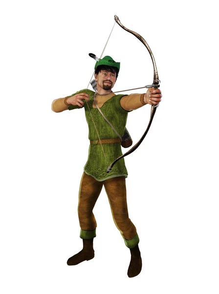 Illustration Heroiska Outlaw Robin Hood Från Engelska Folklore Mycket Skicklig — Stockfoto