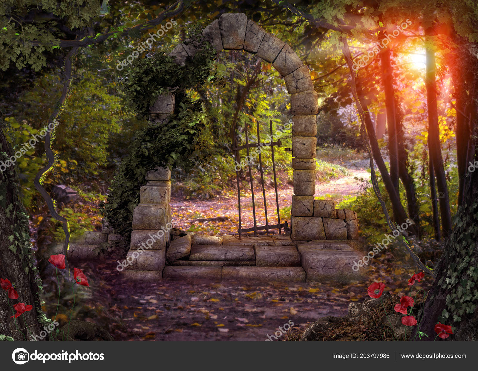 Magical Gate Doorway Path Enchanted Fantasy Forest Render Stock Photo Image By C Ratpack2