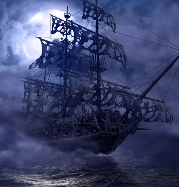 Pirate Ghost lodi Bludný Holanďan — Stock fotografie