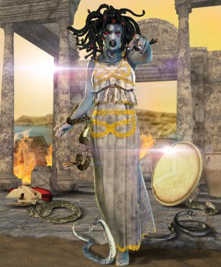 Gorgon Medusa yılan saçlı