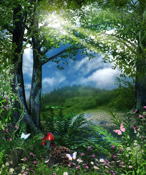 Concept Magical View Fairy Tale Forest Render — Stock Photo, Image