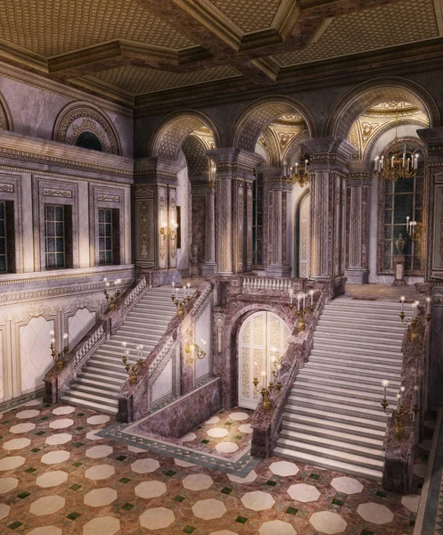 Magische Palace entree met monumentale trap — Stockfoto