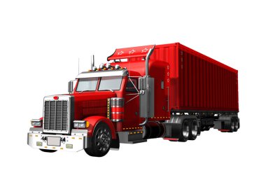 Büyük Amerikan tarzı yarı kamyon römork ile