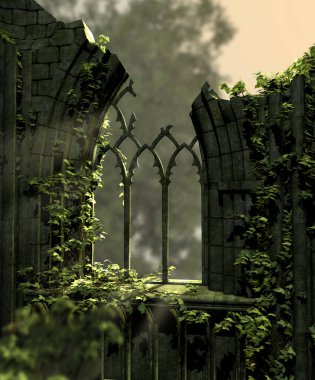 Gothic eski kalıntılar Ivy ile kaplı