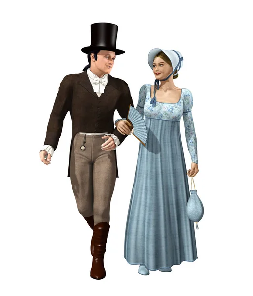 Beautiful Victorian couple taking a stroll — Stock Photo, Image