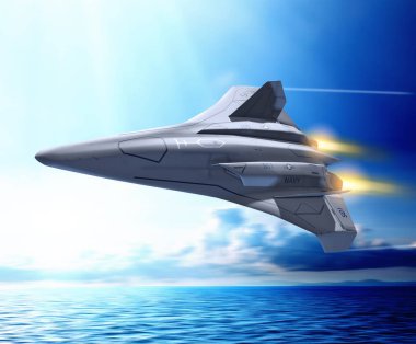 Futuristic unmanned combat aerial fighter vehicle clipart