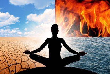 Yoga and the four elements of the Universe clipart