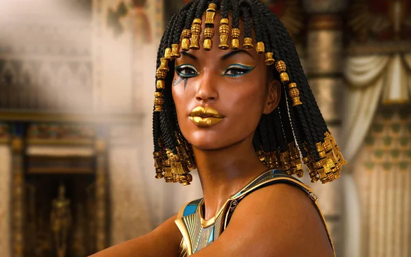 Közelkép Portré Gyönyörű Utolsó Egyiptomi Hercegnő Királynő Fáraó Kleopátra Render — Stock Fotó