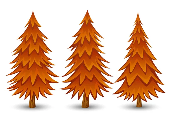 Pinos Establecidos Temporadas Otoñales — Vector de stock