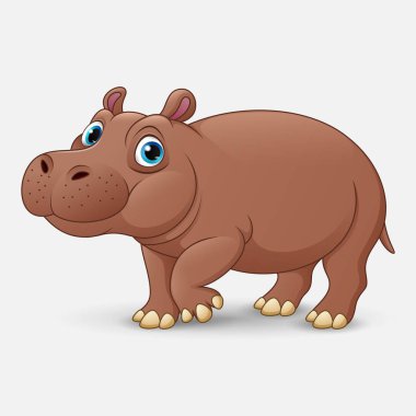 Beyaz arka plan üzerinde izole sevimli hippo karikatür