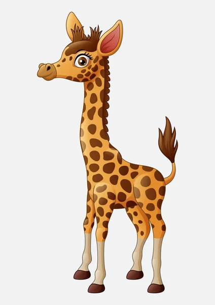 Roztomilý Žirafa Karikatura Izolované Bílém Pozadí — Stockový vektor
