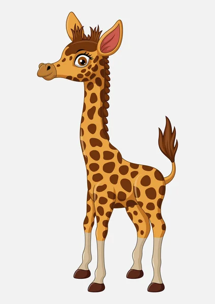 Cute Giraffe Cartoon Isolated White Background — Stock Vector