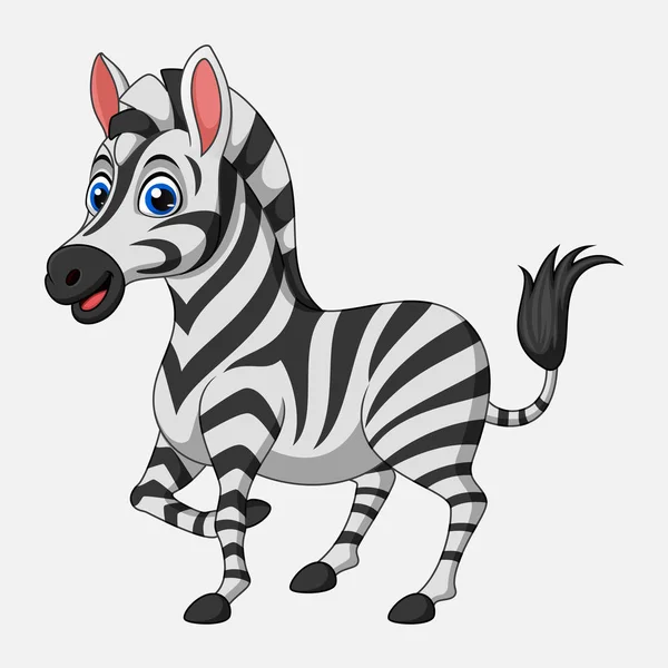 Cute Kartun Zebra Pada Latar Belakang Putih - Stok Vektor