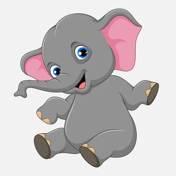 Lindo Elefante Bebé Sentado Aislado Sobre Fondo Blanco — Vector de stock