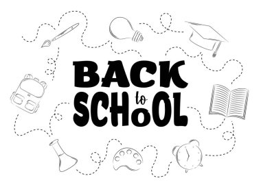 Yazı ile okul simgeleri geri