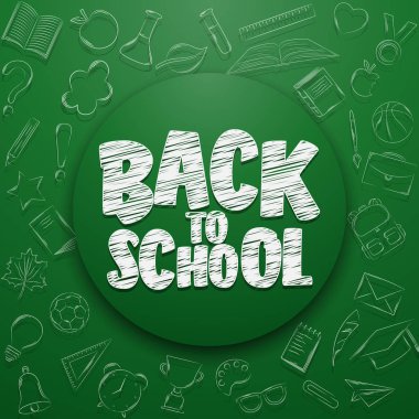 Kara tahta arka planda doodle daireye yazı okuluna geri dön