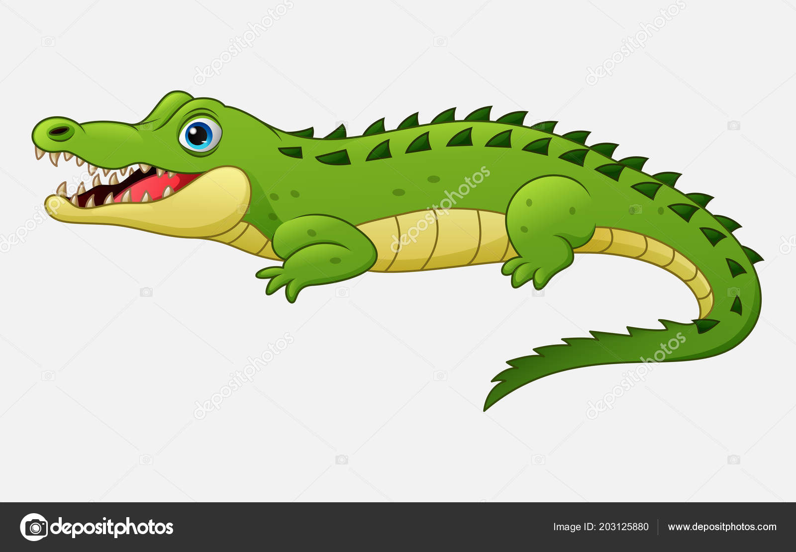 Crocodilo Dos Desenhos Animados Isolado Fundo Branco imagem vetorial de