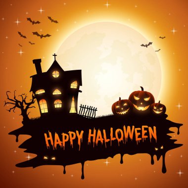 Halloween pumpkins ve kilise arka plan