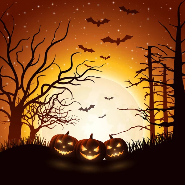 Halloween Fundo Com Abóboras Assustadoras —  Vetores de Stock