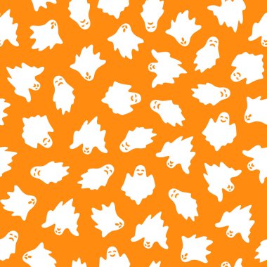 Cadılar ayarla ghosts turuncu arka plan üzerinde vektör çizim