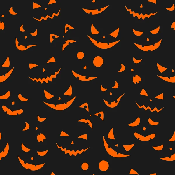 Set Van Enge Gezichten Halloween Pompoenen — Stockvector