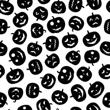 Korkunç yüzler Halloween pumpkins kümesi vektör çizim