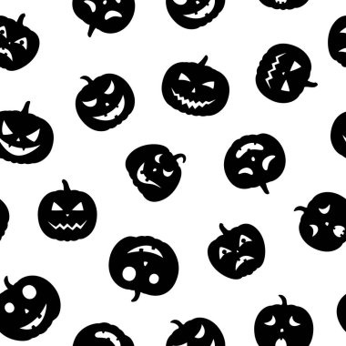 Korkunç yüzler Halloween pumpkins kümesi vektör çizim
