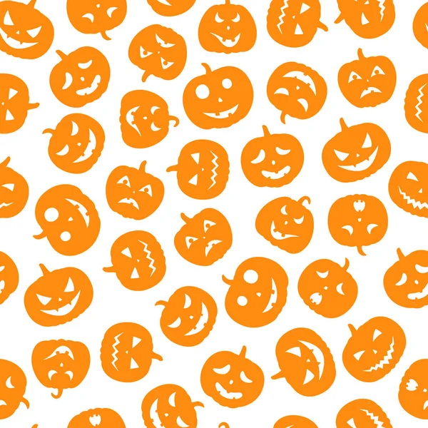 Ilustração Vetorial Conjunto Rostos Assustadores Abóboras Halloween — Vetor de Stock