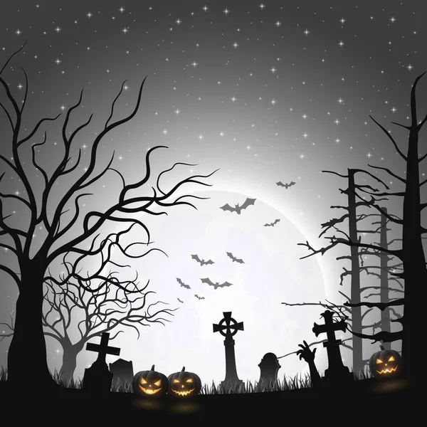 Vector Illustration Halloween Background Pumpkins — Stock Vector