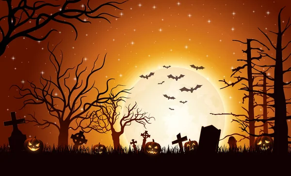 Ilustración Vectorial Fondo Halloween Con Calabazas — Vector de stock