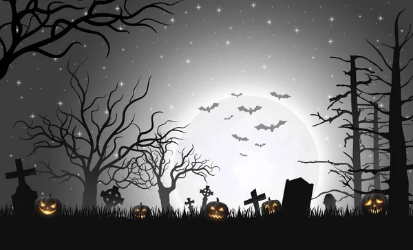 Ilustración Vectorial Fondo Halloween Con Calabazas — Vector de stock