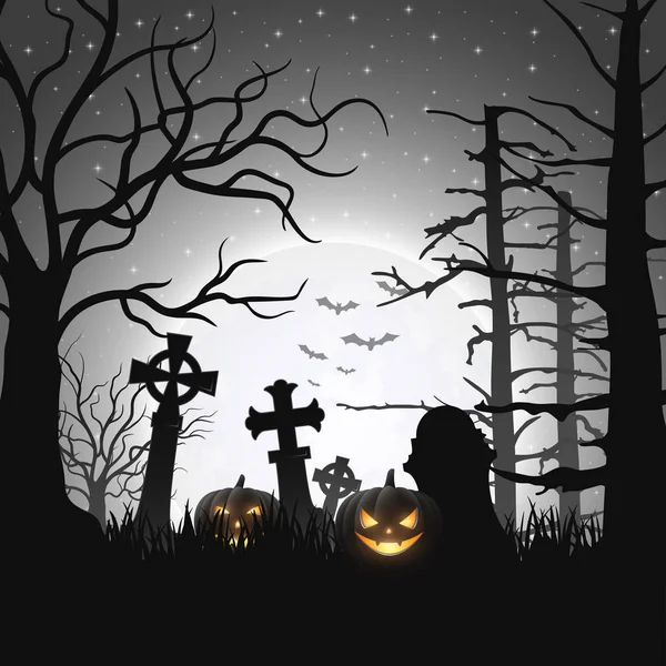 Illustrazione Vettoriale Sfondo Halloween Con Zucche — Vettoriale Stock