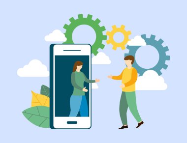 İş kavramı smartphone yatırım yönetimi ile vektör çizim