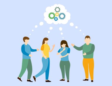 İş bağlantıları promosyon stratejik analiz ve iletişim ile vektör çizim