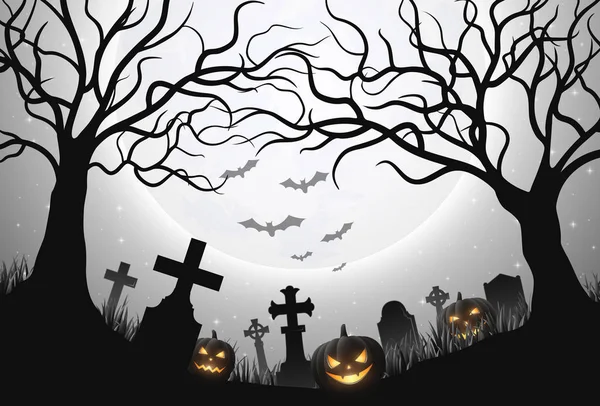 Vectorillustratie Van Halloween Achtergrond Met Pompoenen — Stockvector