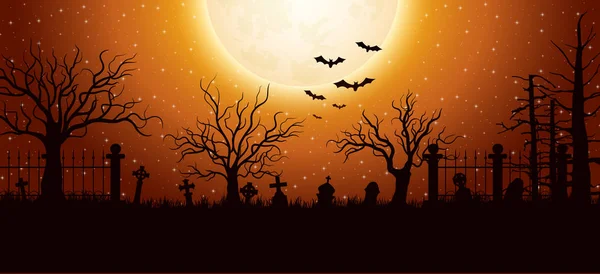 Halloween Pozadí Hřbitovem — Stockový vektor