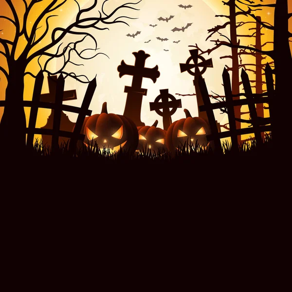 Fundo Halloween Com Abóboras —  Vetores de Stock