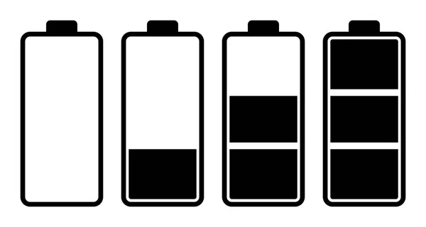 Illustration Vectorielle Icône Niveau Charge Batterie Isolée Sur Fond Noir — Image vectorielle