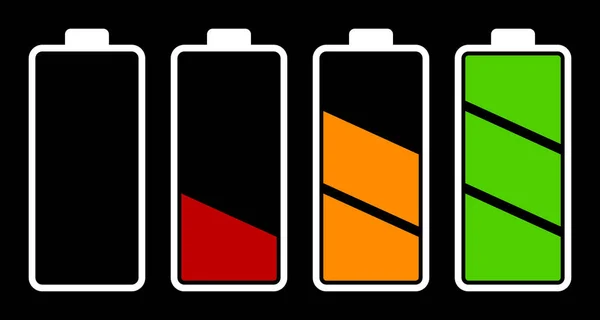 Illustration Vectorielle Niveau Charge Batterie Transparent Isolé Sur Fond Noir — Image vectorielle