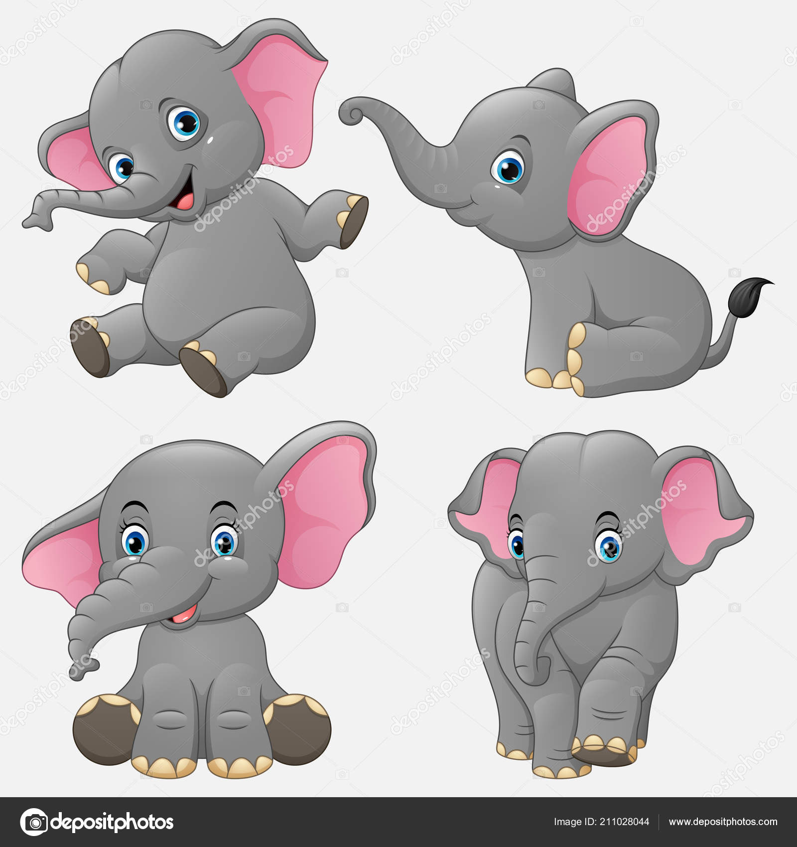 Cartoon Funny Elephants Collection Set Royalty Free Vector Hot Sex Picture