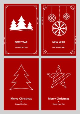 Merry Christmas ve yeni yıl tebrik kartı vektör çizim