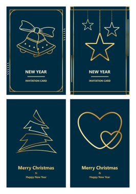 Merry Christmas ve yeni yıl tebrik kartı vektör çizim