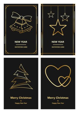 Merry Christmas ve yeni yıl tebrik kartı vektör çizim