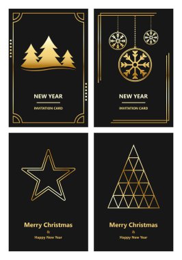 Merry Christmas ve yeni yıl tebrik kartı vektör çizim