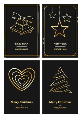 Merry Christmas ve yeni yıl tebrik kartı vektör çizim