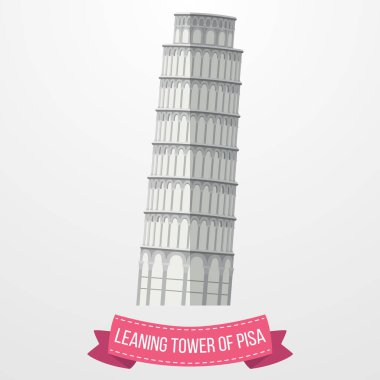 Pisa Kulesi beyaz arka plan üzerinde vektör çizim
