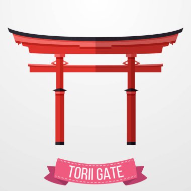 Vector illustration of Traditional Japanese Torii gate on white background clipart