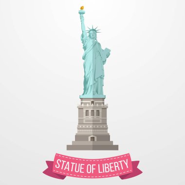 Özgürlük Anıtı'nın simgesi beyaz arka plan üzerinde vektör çizim